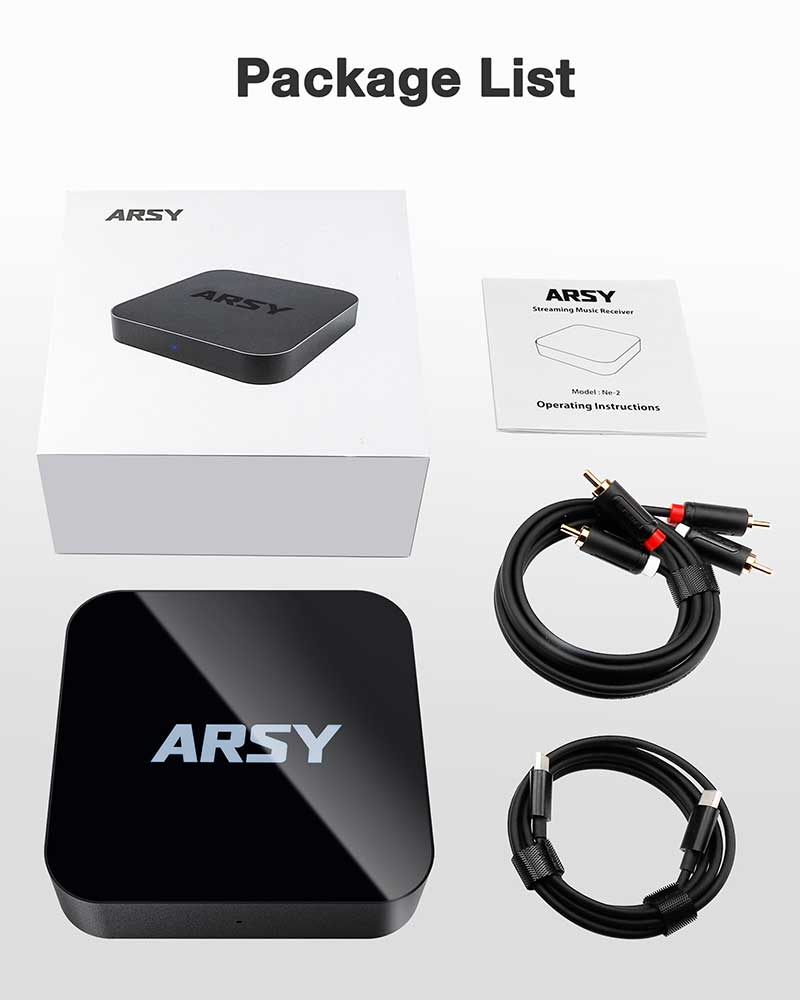 ARSY Ne-3 Plus Streaming Music Receiver, Airplay 2 Receiver, Audio WiFi Receiver Streamer, Hi-Res Audio from Spotify, Tidal, Roon