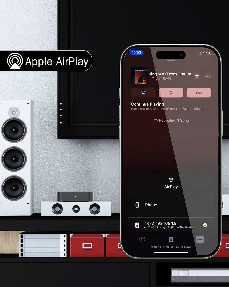 ARSY Ne-3 Streaming Music Receiver, Airplay 2 Receiver, Audio WiFi Receiver Streamer Hi-Res Audio from Spotify, Tidal, Roon and More