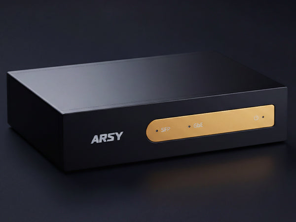 ARSY GTF-1 Audio Network Converter Switch, 1Gbps Ethernet and SFP Ports with Anti-Interference for Lossless Audio Streaming, Plug-and-Play